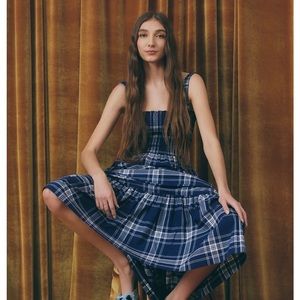 Hill House Anjuli Dress - Navy Spring Plaid XXS